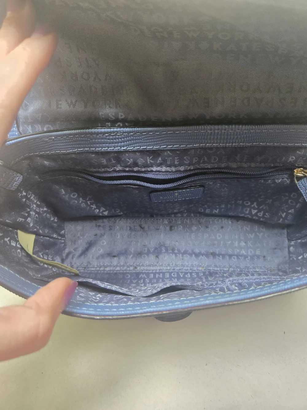 Kate Spade Blue Textured Structured Crossbody Bag